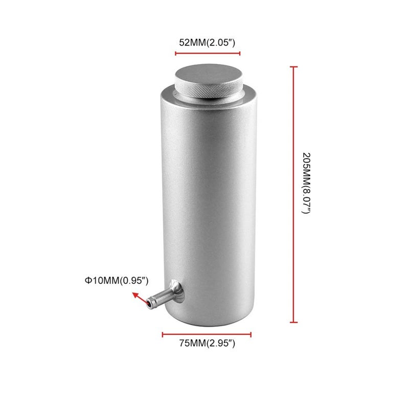 RYANSTAR RACING RYANSTAR Universal Car Radiator Coolant Tank 800ml Coolant Expansion Tank Overflow Oil Catch Tank Cooling Catch Bottle Reservoir Aluminum Billet Silver - Image 5